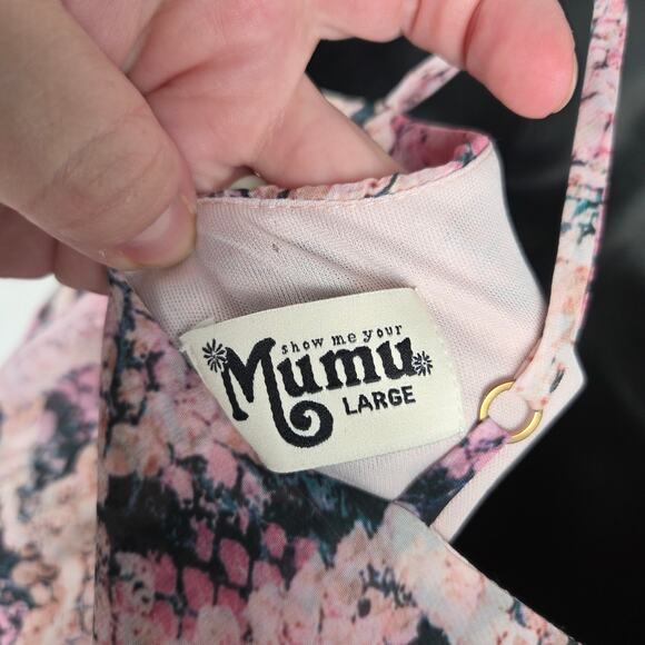 Show Me Your Mumu Christy Mini Dress Large Pink Python Spaghetti Strap‎ Festival - Picture 7 of 8